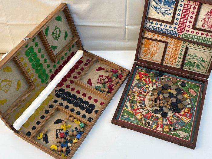 Bordspel - Jeu de lOie, Backgammon, Chess - Hout, Antiek en Kunst, Antiek | Overige Antiek