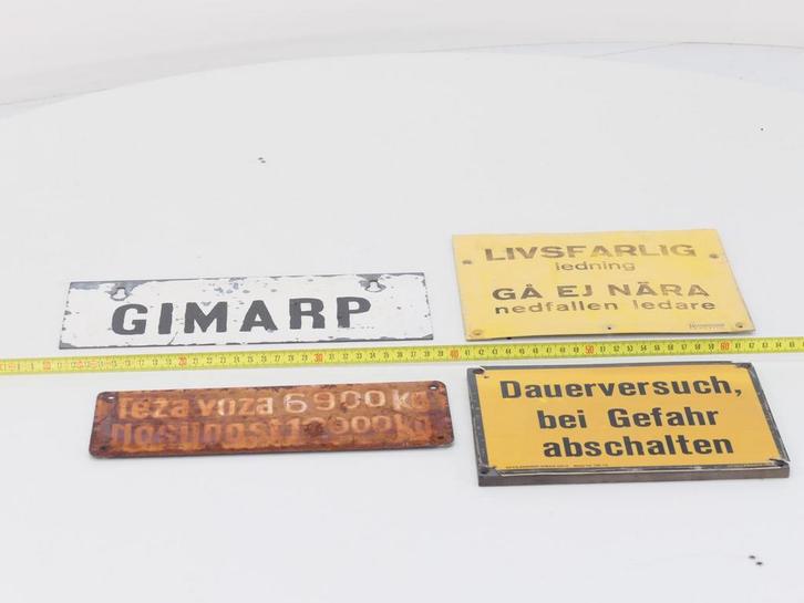 Setje van 4 schildjes (Spoorwegen 1:1, grootspoor), Verzamelen, Spoorwegen en Tramwegen, Overige typen, Gebruikt, Ophalen of Verzenden