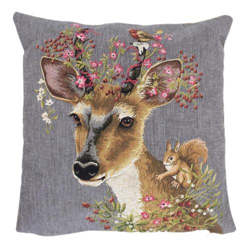 gobelin kussen bloemen ree 45x45cm, Huis en Inrichting, Woonaccessoires | Overige, Verzenden