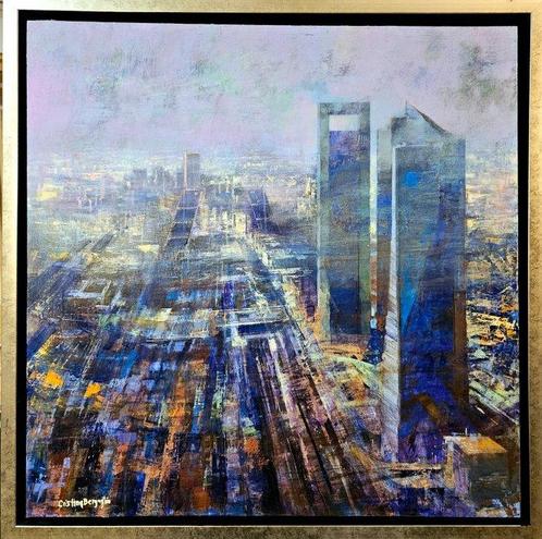 Cristina Bergoglio - Paseo de la Castellana y Cuatro Torres, Antiek en Kunst, Kunst | Schilderijen | Modern