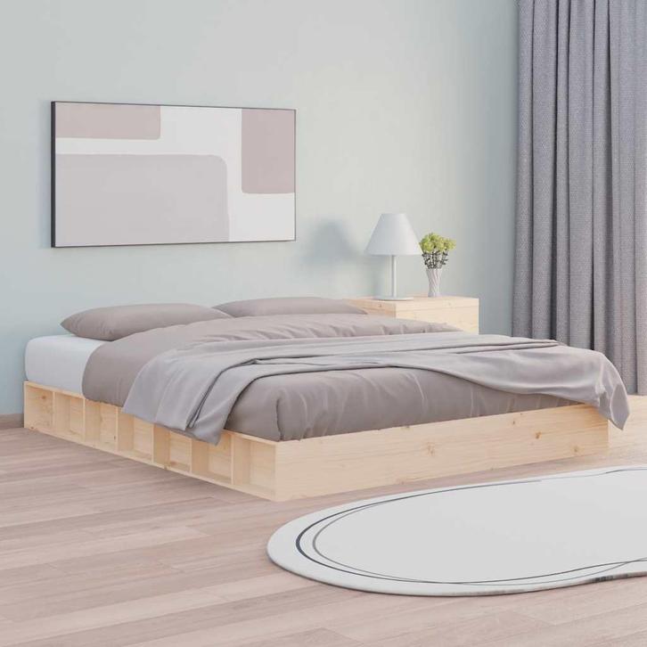 vidaXL Bedframe massief hout 160x200 cm, Huis en Inrichting, Slaapkamer | Bedden, 160 cm, 200 cm, Bruin, Tweepersoons, Nieuw, Hout