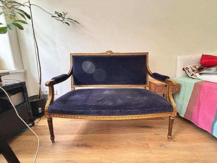 Canapé - Fluweel, Verguld hout - Luis XVI Sofa Fluweel, Antiek en Kunst, Antiek | Overige Antiek