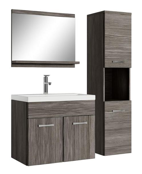 Badkamermeubel Set Montreal 60 x 35 cm Grijs Eiken Badmeubel, Huis en Inrichting, Badkamer | Badkamermeubels, Nieuw, Wastafelkast