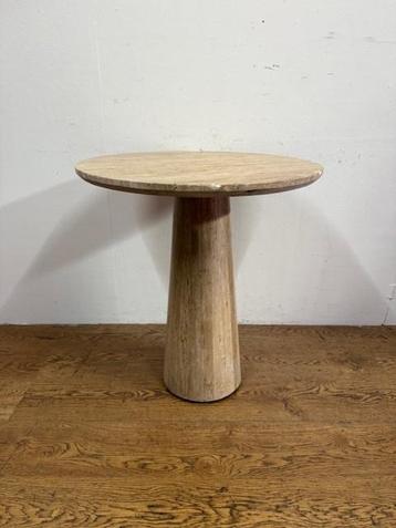 Gebruikte Travertin Tafel (70cm) - T1594 - Vintage/Café beschikbaar voor biedingen