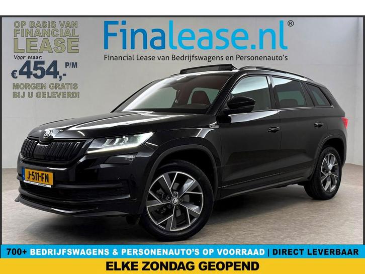 Škoda Kodiaq 1.5 TSI Sportline Business Pano Virtual Cruise, Auto's, Skoda, Lease, Automaat, SUV of Terreinwagen, Benzine, Zwart