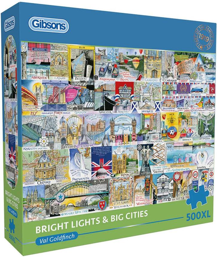 Val Goldfinch - Bright Lights & Big Cities Puzzel (500XL, Hobby en Vrije tijd, Denksport en Puzzels, Nieuw, Verzenden