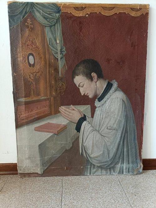 Italiaanse school (XIX) - San Luigi in preghiera davanti, Antiek en Kunst, Kunst | Niet-Westerse kunst