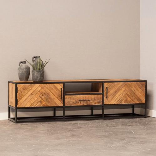 Tv-meubel Mangohout Kjeld 180 cm, Huis en Inrichting, Kasten | Televisiemeubels, 25 tot 50 cm, Nieuw, Overige houtsoorten, Minder dan 100 cm