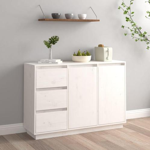 vidaXL Dressoir 111x34x75 cm massief grenenhout wit, Huis en Inrichting, Kasten | Dressoirs, 25 tot 50 cm, Nieuw, 100 tot 150 cm