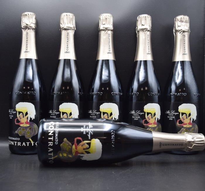 2018 Contratto - Alta Langa Blanc de Noirs, Zéro Dosage - 6, Verzamelen, Wijnen