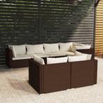 vidaXL 7-delige Loungeset met kussens poly rattan bruin, Verzenden, Nieuw, Rotan, Loungeset
