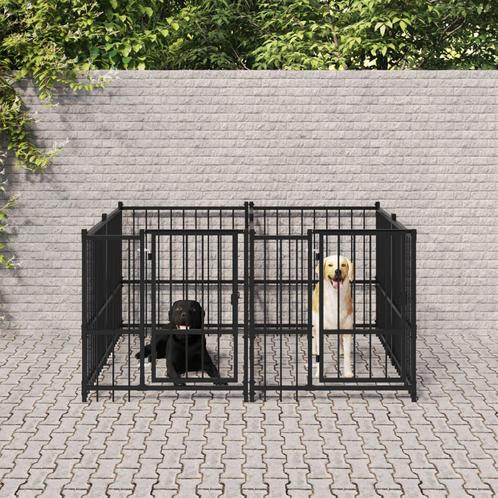 Hondenkennel voor buiten 3,75 m² staal, Dieren en Toebehoren, Hondenhokken, Nieuw, Verzenden