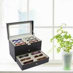 18-Vaks Brillenbox – Luxe 3-Laags Opberger met Glazen Deksel, Huis en Inrichting, Woonaccessoires | Kisten, Verzenden, Nieuw