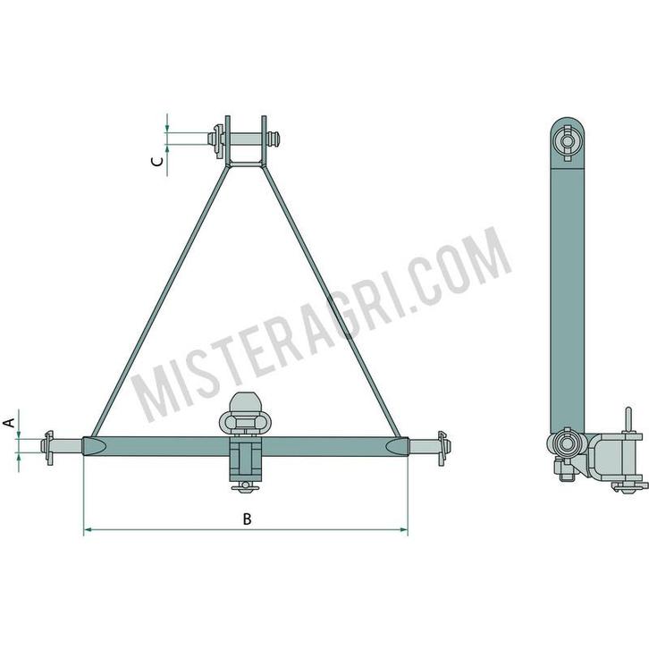 Trekbok cat 1 - 30pk met afgeknotte driehoek (Werktuigen), Zakelijke goederen, Agrarisch | Werktuigen, Ophalen of Verzenden