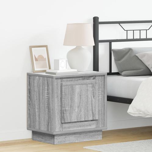 vidaXL Nachtkastje met LEDs 44x34,5x45 cm grijs sonoma, Huis en Inrichting, Slaapkamer | Nachtkastjes, Nieuw, Minder dan 45 cm