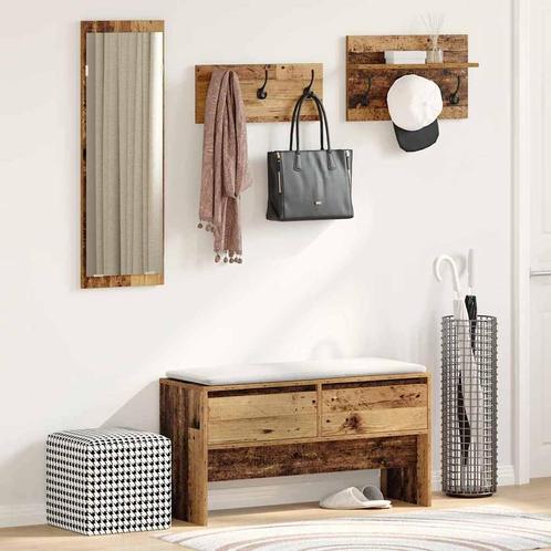 vidaXL Halmeubelset met lade Oud hout 90 x 31 x 46,5 cm, Huis en Inrichting, Banken | Voetenbanken en Poefen, Nieuw, Verzenden