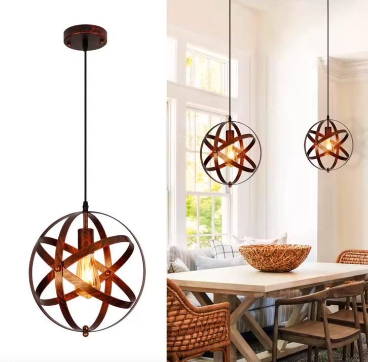 Retro Metalen Hanglamp – Vintage Kooi Plafondlamp met E27 Fi, Huis en Inrichting, Lampen | Hanglampen, Nieuw, Verzenden
