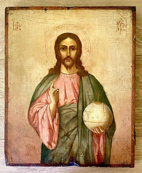 Icoon - Christus Pantokrator - Hout, Antiek en Kunst, Kunst | Niet-Westerse kunst
