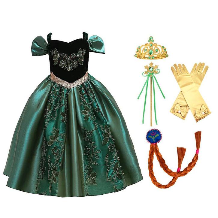 Frozen Anna Deluxe jurk - prinsessenjurk + set - 92 t/m 152, Kinderen en Baby's, Carnavalskleding en Verkleedspullen, Meisje, Nieuw