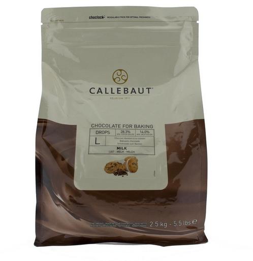 Callebaut Bakvaste Chocolade Druppels L Melk 2,5 kg., Hobby en Vrije tijd, Taarten en Cupcakes maken, Nieuw, Verzenden