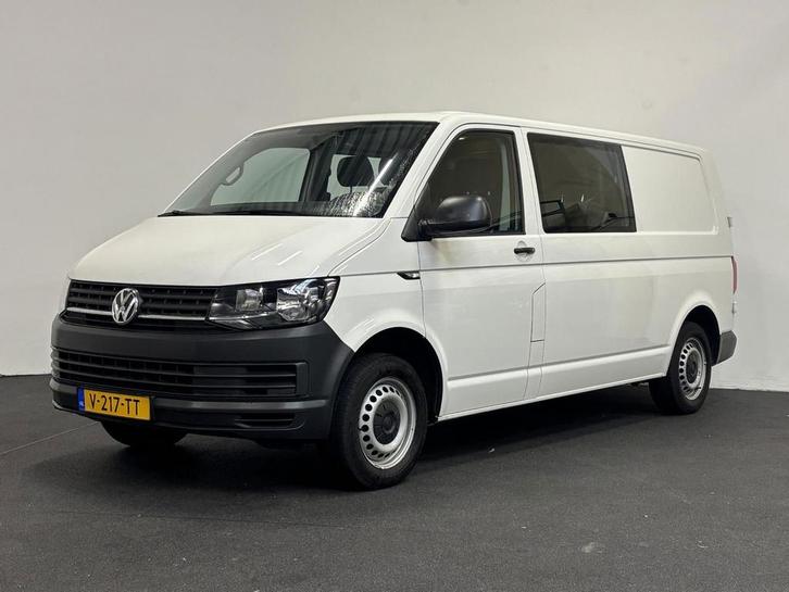 Volkswagen Transporter T6 L2H1 102pk Dubbele cabine, Auto's, Bestelauto's, Lease, Zwart, Handgeschakeld, Wit, Financial lease