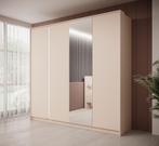 Kledingkast beige 223x55x210 met spiegel, Huis en Inrichting, Kasten | Vitrinekasten, Nieuw, Modern, 50 tot 75 cm, Verzenden