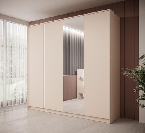 Kledingkast beige 223x55x210 met spiegel, Huis en Inrichting, Kasten | Vitrinekasten, 50 tot 75 cm, Nieuw, 200 cm of meer, Verzenden
