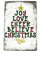 Metalen Wandbord - Joy Love Cheers - Kerst, Ophalen of Verzenden, Nieuw