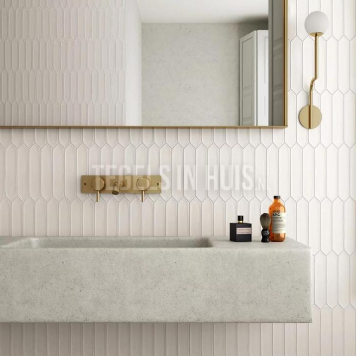 Wandtegel hexagon lanse wit 5x25 wandtegel tegeloutlet, Doe-het-zelf en Verbouw, Tegels, Wandtegels, Nieuw, 10 m² of meer, Keramiek