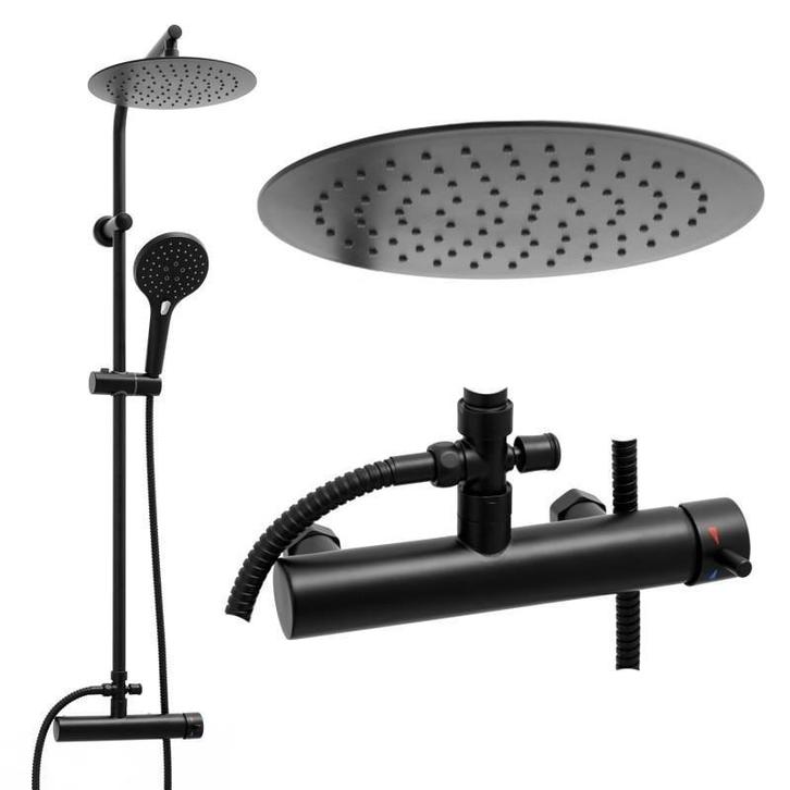 Doucheset - met Douchemengkraan - en Regendouche - Zwart, Doe-het-zelf en Verbouw, Sanitair, Nieuw, Ophalen of Verzenden