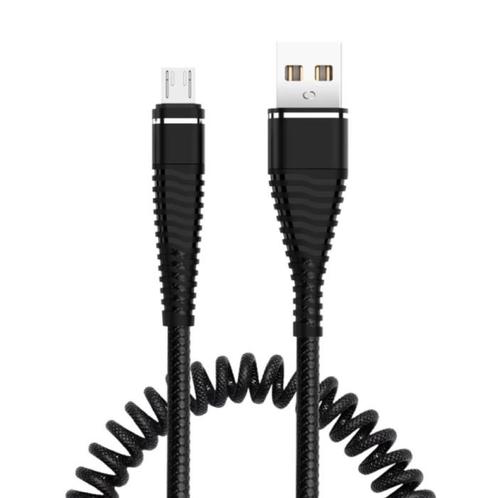 Gekrulde Oplaadkabel voor Micro-USB - 2A Spiraal Veer, Telecommunicatie, Mobiele telefoons | Telefoon-opladers, Nieuw, Verzenden
