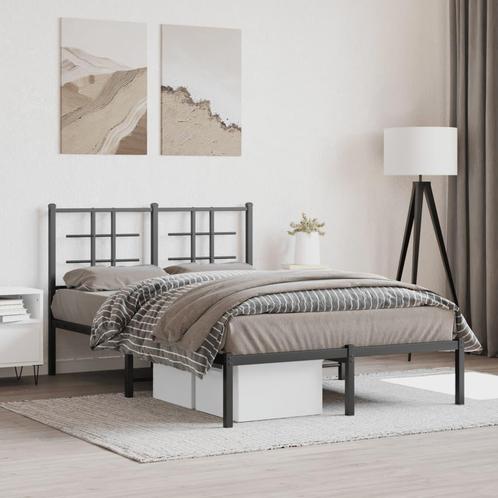 vidaXL Bedframe met hoofdbord metaal zwart 120x190 cm, Huis en Inrichting, Slaapkamer | Bedden, 120 cm, 190 cm of minder, Zwart
