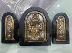 Religieus triptiek - Cristo Pantocratore - Hout, Zilver -, Antiek en Kunst