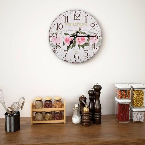 vidaXL Wandklok vintage stijl 30 cm bloemen, Huis en Inrichting, Woonaccessoires | Klokken, Nieuw, Verzenden