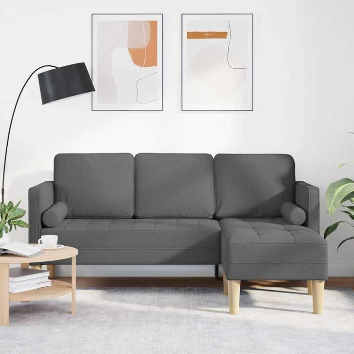 vidaXL Bankstel Donkergrijs 173 x 131 x 67 cm Stof, Huis en Inrichting, Banken | Bankstellen, Nieuw, Minder dan 150 cm, Stof, Verzenden