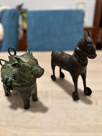 sculptuur, Lot de deux sculptures en laiton – Vache boîte, Antiek en Kunst