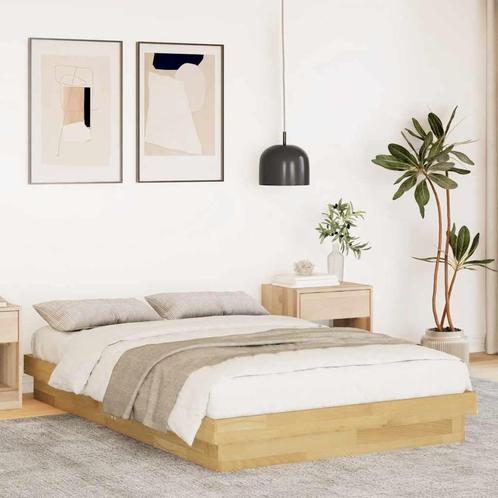 vidaXL Bedframe zonder matras 120x190 cm massief hout eiken, Huis en Inrichting, Slaapkamer | Bedden, 120 cm, 190 cm of minder