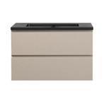 Badkamermeubel Summer 80cm mat beige met zwarte wastafel, Verzenden, Nieuw