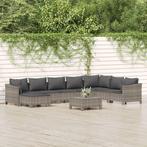 vidaXL 9-delige Loungeset met kussens poly rattan grijs, Verzenden, Nieuw, Rotan, Loungeset