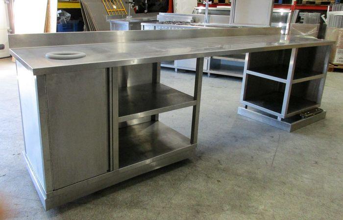 RVS Werktafel, Tafel met afvalruimte, B325 x D70 x H90cm, Zakelijke goederen, Kantoor en Winkelinrichting | Winkel en Inventaris