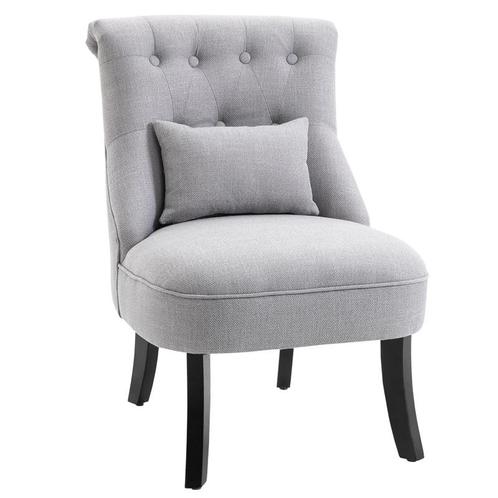 TRUUSK ® Gestoffeerde Stoel Met Rugkussen Linnen Grijs, Huis en Inrichting, Stoelen, Nieuw, Verzenden
