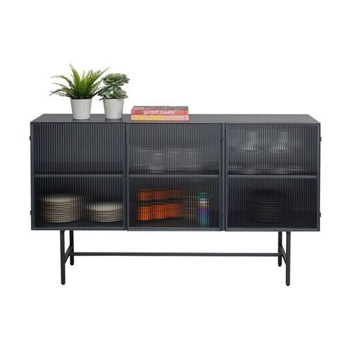 *WOONWINKEL* Kare Design San Diego Zwart Dressoir Met Ribbel, Huis en Inrichting, Kasten | Dressoirs, Nieuw, Verzenden