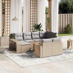 vidaXL 11-delige Tuinset met kussens poly rattan beige, Verzenden, Nieuw, Rotan, Tuinset
