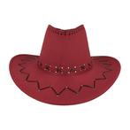 Cowboyhoed - Western hoed met stiksel onesize - Donker Rood, Nieuw