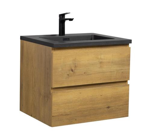 Badkamermeubel Set Angela 60 cm Eiken Badmeubel, Huis en Inrichting, Badkamer | Badkamermeubels, Nieuw, Wastafelkast, Verzenden