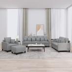 vidaXL 4-delige Loungeset met kussens stof lichtgrijs, Huis en Inrichting, Banken | Bankstellen, Verzenden, Nieuw, Vierpersoons of meer
