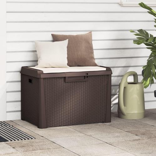 vidaXL Tuinbox met zitkussen 125 L polypropeen bruin, Tuin en Terras, Overige Tuin en Terras, Nieuw, Verzenden