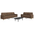 vidaXL 2-delige Loungeset met sierkussens stof bruin, Huis en Inrichting, Verzenden, Nieuw, Vierpersoons of meer, Stof