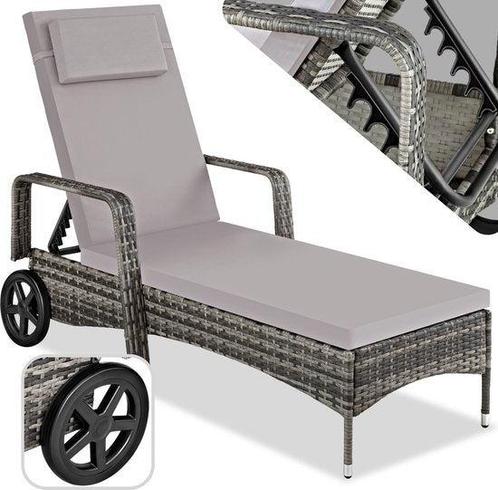 Tweedekans | Ligstoel - zonnebed - wicker - verstelbare, Huis en Inrichting, Stoelen, Grijs, Zo goed als nieuw, Ophalen of Verzenden