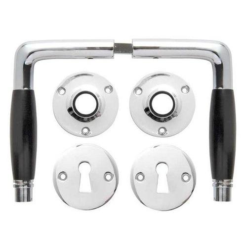 Deurklink set - Deco glanzend nikkel met ronde sleutelroz...